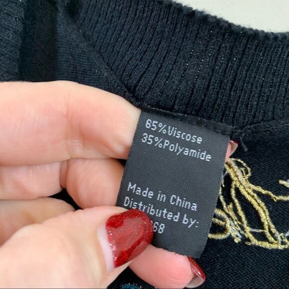 Desigual Sleeveless Floral Embroidered Black Knit Dress - Picture 2 of 6